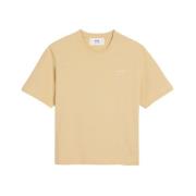 Ami Paris Gul Ekologisk Bomull T-shirt med Logotryck Yellow, Herr