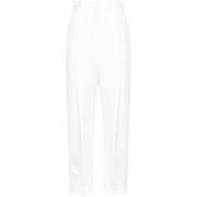 Alexander McQueen Vita Bomullsplisserade Byxor White, Dam