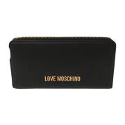 Love Moschino Svart dragkedja plånbok med mynt/kortfack Black, Dam