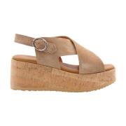 Via Vai Snygga Kilklack Sandaler Beige, Dam