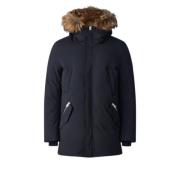 Mackage Edward Svart Halvlång Parka med Päls Huva Black, Herr