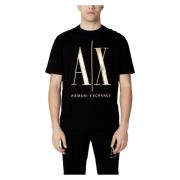 Armani Exchange Casual Herr T-shirt Vår/Sommar Kollektion Black, Herr