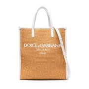 Dolce & Gabbana Beige Vävd Logotyp Toteväska Beige, Dam