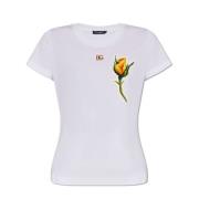 Dolce & Gabbana T-shirt med logotypformad applikation White, Dam