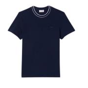 Lacoste Marin Ribbad Hals T-shirt Blue, Herr