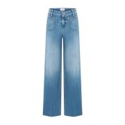 Cambio Wide Jeans Blue, Dam
