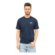 Emporio Armani EA7 Blå Logo T-shirt för Män Blue, Herr