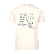 Roy Roger's Beige Peanuts Print Bomull T-shirt Beige, Herr