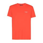 Balmain Orange Logo Crew Neck T-shirts och Polos Red, Herr