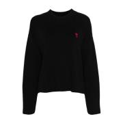 Ami Paris Round-neck Knitwear Black, Dam