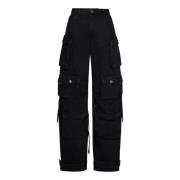 The Attico Svarta Högmidjade Cargo Jeans Black, Dam