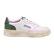 Autry Vintage Läder Sneakers Vit/Rosa/Grön Multicolor, Dam