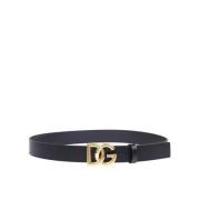 Dolce & Gabbana Svart/Guld Korsat DG Logobälte Black, Herr