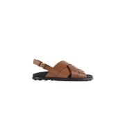 Tod's Bruna läderkorsade rem sandaler Brown, Dam