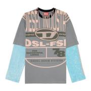 Diesel Lagerskjorta med rhinestone Oval D Gray, Dam