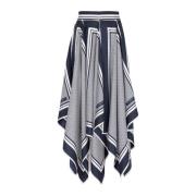 Balmain Monogramtryckt scarfkjol Blue, Dam