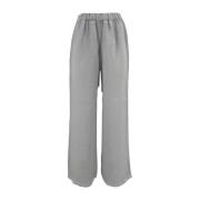 120% Lino Wide Trousers Gray, Dam