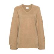 Khaite Modern V-ringad Sweater Pullover Brown, Dam