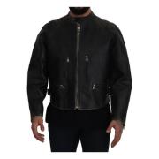 Dolce & Gabbana Leather Jackets Black, Herr