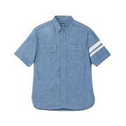 Momotaro Jeans Short Sleeve Shirts Blue, Herr