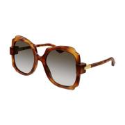 Gucci Oval Oversized Solglasögon Bordeaux Elfenben Brown, Dam