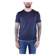 Eleventy Giza Cotton Crew Neck T-Shirt Blue, Herr