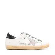 Golden Goose Superstar Vita Läder Sneakers med Glitter White, Herr