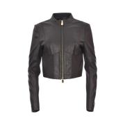 Pinko Leather Jackets Black, Dam