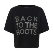 Karen by Simonsen Meteorit T-shirt med Similisten Detalj Black, Dam