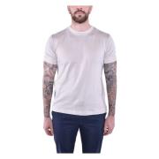 Eleventy Lyxig Giza Cotton Crewneck T-Shirt Beige White, Herr