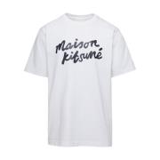 Maison Kitsuné Handwriting Comfort Tee-Shirt Vit White, Herr