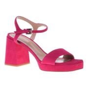 Baldinini Sandal in fuchsia suede Red, Dam