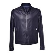 Baldinini Reversible jacket in navy blue nappa leather Blue, Herr