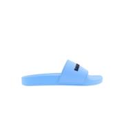 Balenciaga Blå Logo Pool Slide Sandaler Blue, Dam