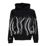 Octopus Outline Hoodie White/Black Streetwear Black, Herr