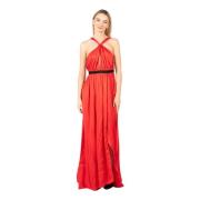 Pinko Elegant Maxi Klänning Red, Dam