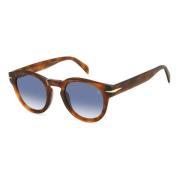 Eyewear by David Beckham Flat Sunglasses in Havana/Blue Shaded Brown, ...