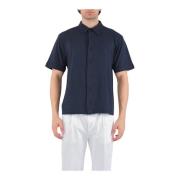 Paolo Pecora Jersey Skjorta med Framknappar Blue, Herr