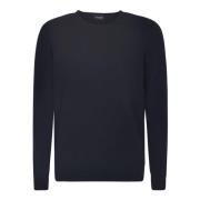 Drumohr Blå Crew Neck Tröja med Ribbed Detalj Blue, Herr