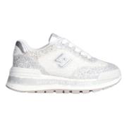 Liu Jo Glitter Silver Platta Sneakers Gray, Dam