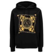 Versace Jeans Couture Logo-Print Bomull Hoodie Svart Sweater Black, He...