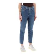 Agolde Riley Höghåliga Raka Klippta Jeans Blue, Dam