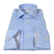 Xacus Tailor Fit Linne och Bomull Skjorta Celeste Blue, Herr