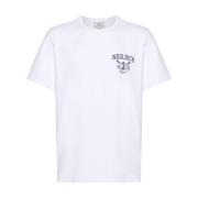 Woolrich Bomull Logo Print Crew Neck T-shirt White, Herr