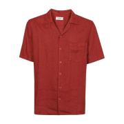 Tela Genova Brun kortärmad skjorta med ficka Red, Herr