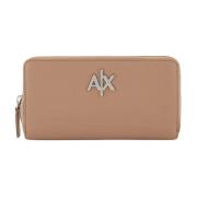 Armani Exchange Beige Dragkedja Plånbok Beige, Dam