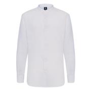 Boggi Milano Linneskjorta med Koreansk Krage Regular Fit White, Herr