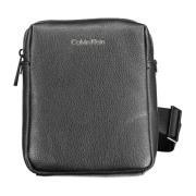 Calvin Klein Svart Polyester Axelväska med Justerbar Rem Black, Herr