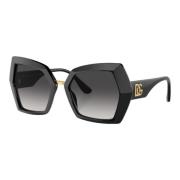 Dolce & Gabbana Svarta Plast Solglasögon med Gråa Linser Black, Dam