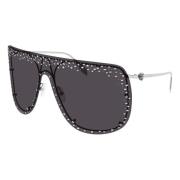 Alexander McQueen Silver/Black Sunglasses Am0313S Black, Unisex